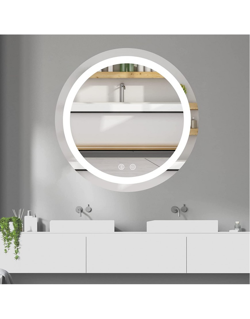 40x 40 Round Anti-Fog Bathroom LED Vanity Mirrors with 3 Color Setting Defogger & Dimmer Touch Switch Control Wall-Mounted Vanity Mirrors Makeup Mirror