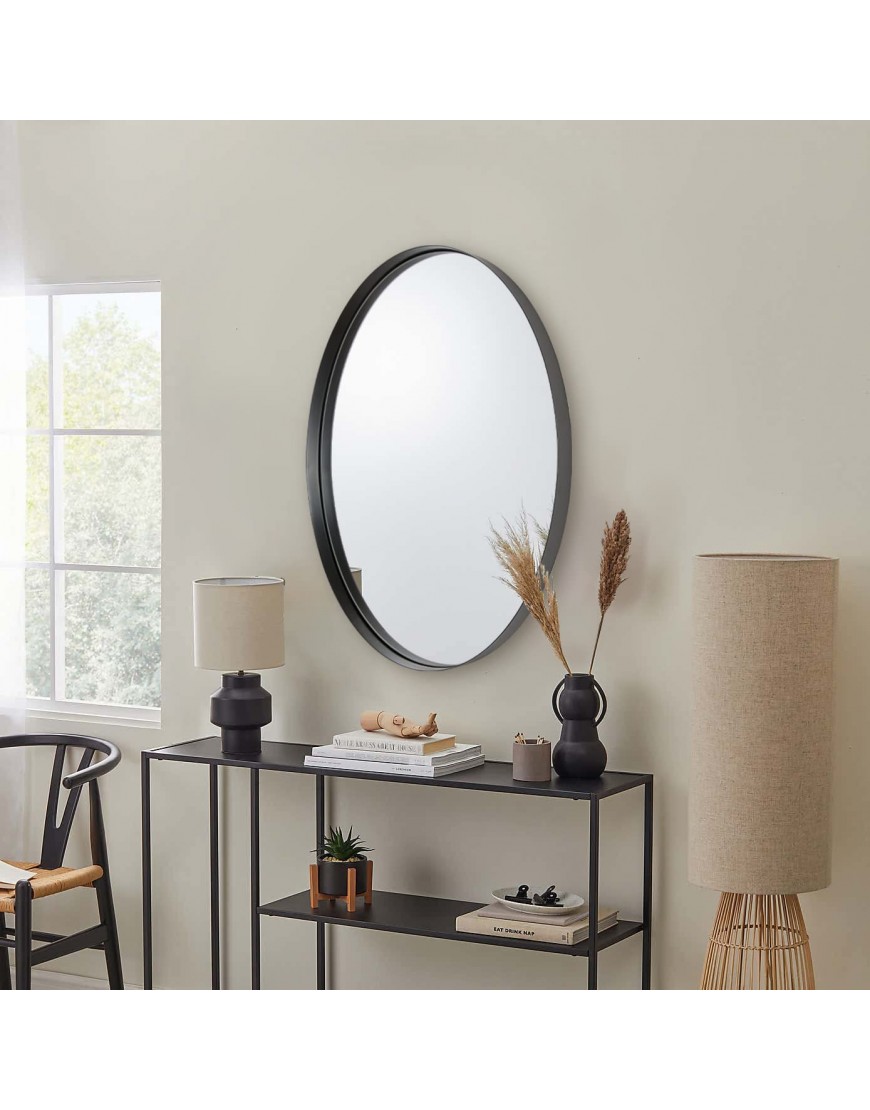 ANDY STAR Black Bathroom Mirror Wall Mirror 24x36” with Stainless Steel Metal Frame 2” Deep Set Design Black Oval Mirror Wall Mounted Mirror Modern Design Hangs Vertical or Horizontal