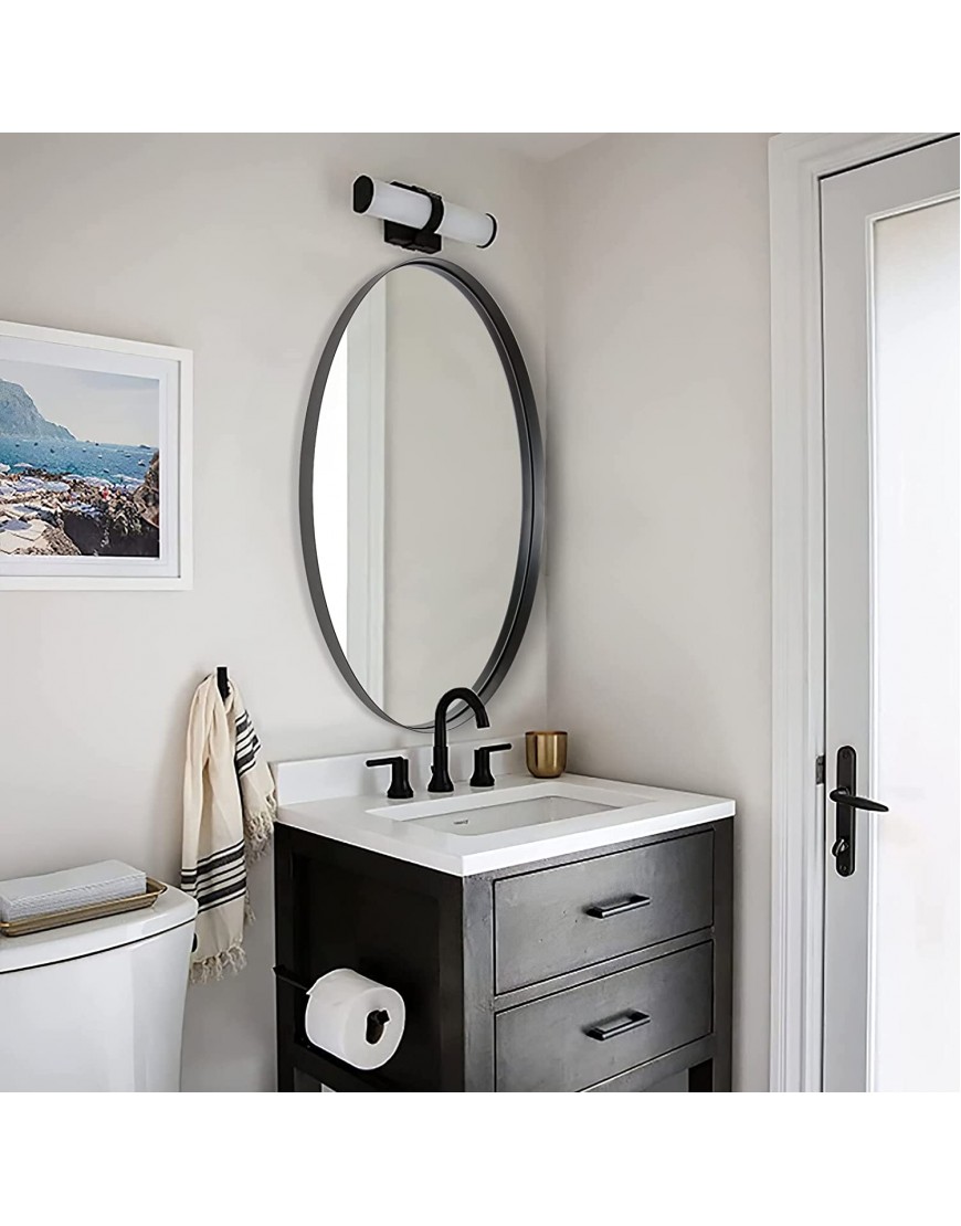 ANDY STAR Black Bathroom Mirror Wall Mirror 24x36” with Stainless Steel Metal Frame 2” Deep Set Design Black Oval Mirror Wall Mounted Mirror Modern Design Hangs Vertical or Horizontal