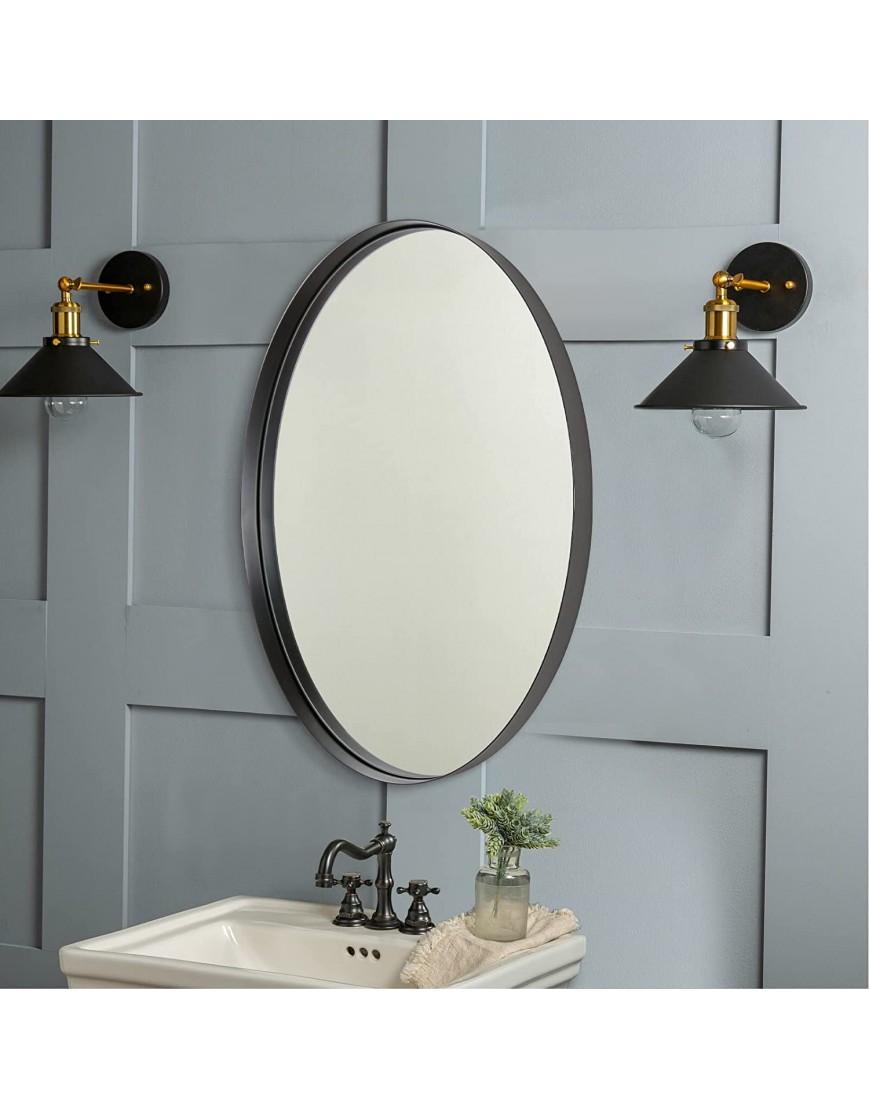 ANDY STAR Black Oval Mirror Bathroom Mirror 20x28” with Stainless Steel Metal Frame 2” Depth Wall Mounted Mirror Modern Design Hangs Vertical or Horizontal