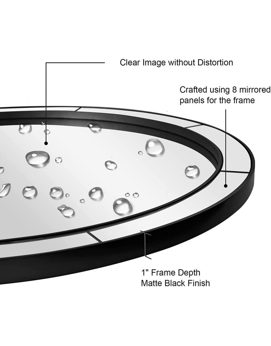 ANDY STAR Black Round Mirror 24 Round Bathroom Mirrors for Vanity Circle Mirror for Wall Decor Glass Frame Mirror Pefect for Hallway Fireplace Dining Room Entry