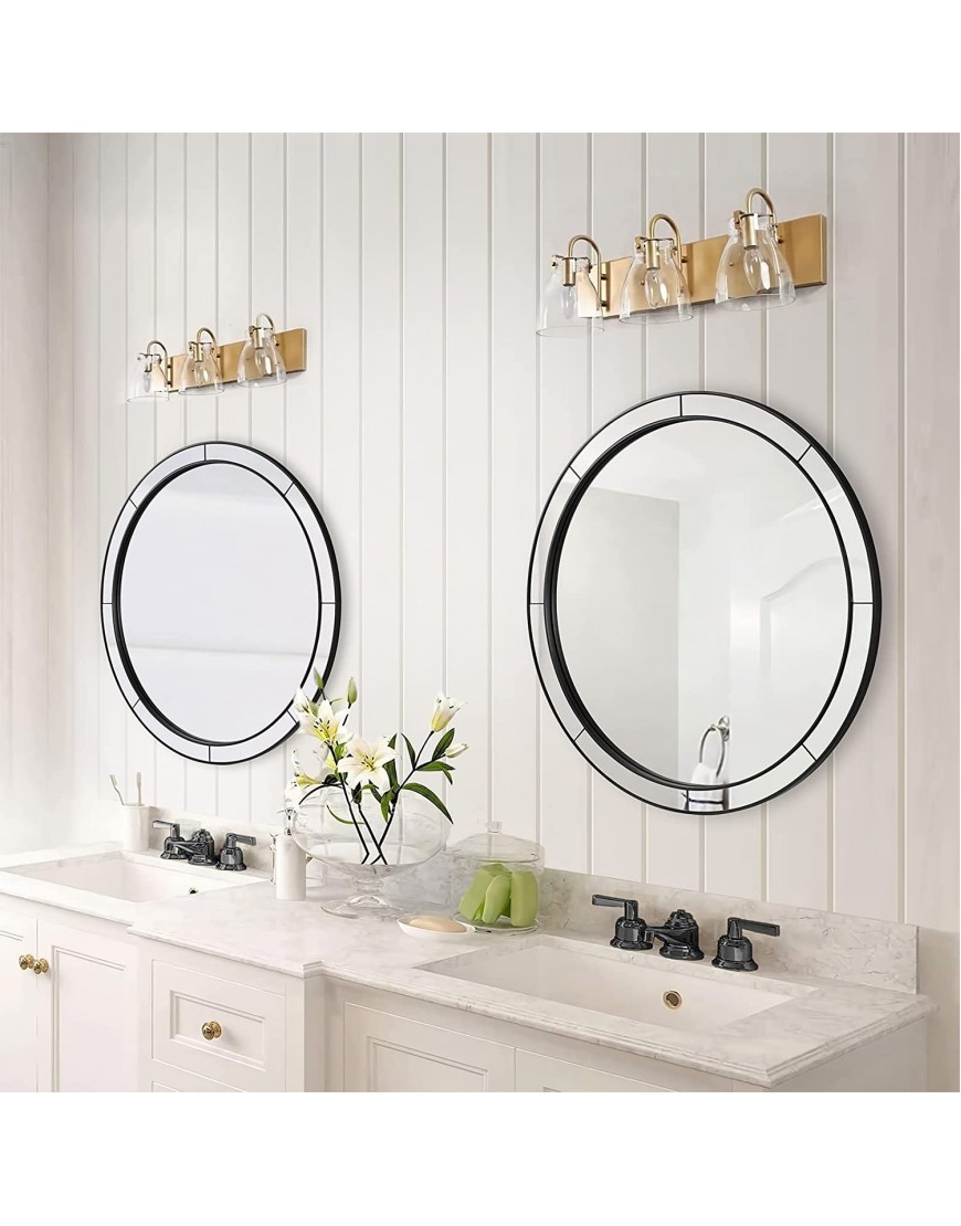 ANDY STAR Black Round Mirror 24 Round Bathroom Mirrors for Vanity Circle Mirror for Wall Decor Glass Frame Mirror Pefect for Hallway Fireplace Dining Room Entry