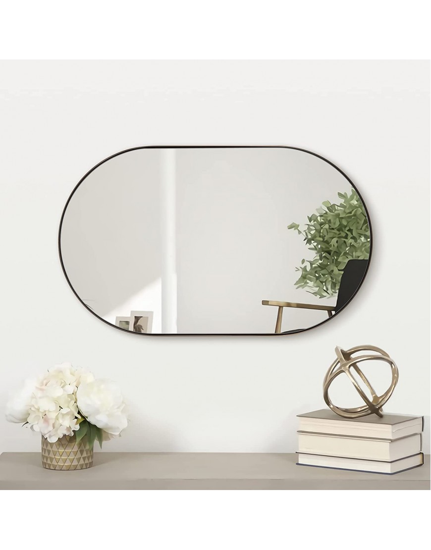 ANDY STAR Bronze Bathroom Mirror 20x33 Brushed Bronze Oval Mirror for Wall Stainless Steel Metal Frame Deep 1’’ for Bathroom Bedroom Living Room Entryway Hang Vertical or Horizontal