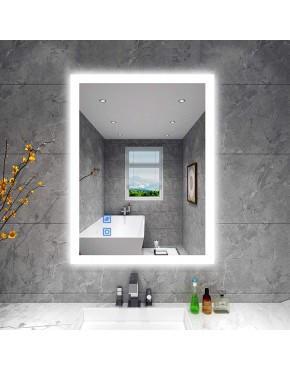 BBE LED Bathroom Mirror with Dimmable Light Anti-Fog Makeup Mirror Wall Mounted Horizontal Vertical 32 x 24 Inch