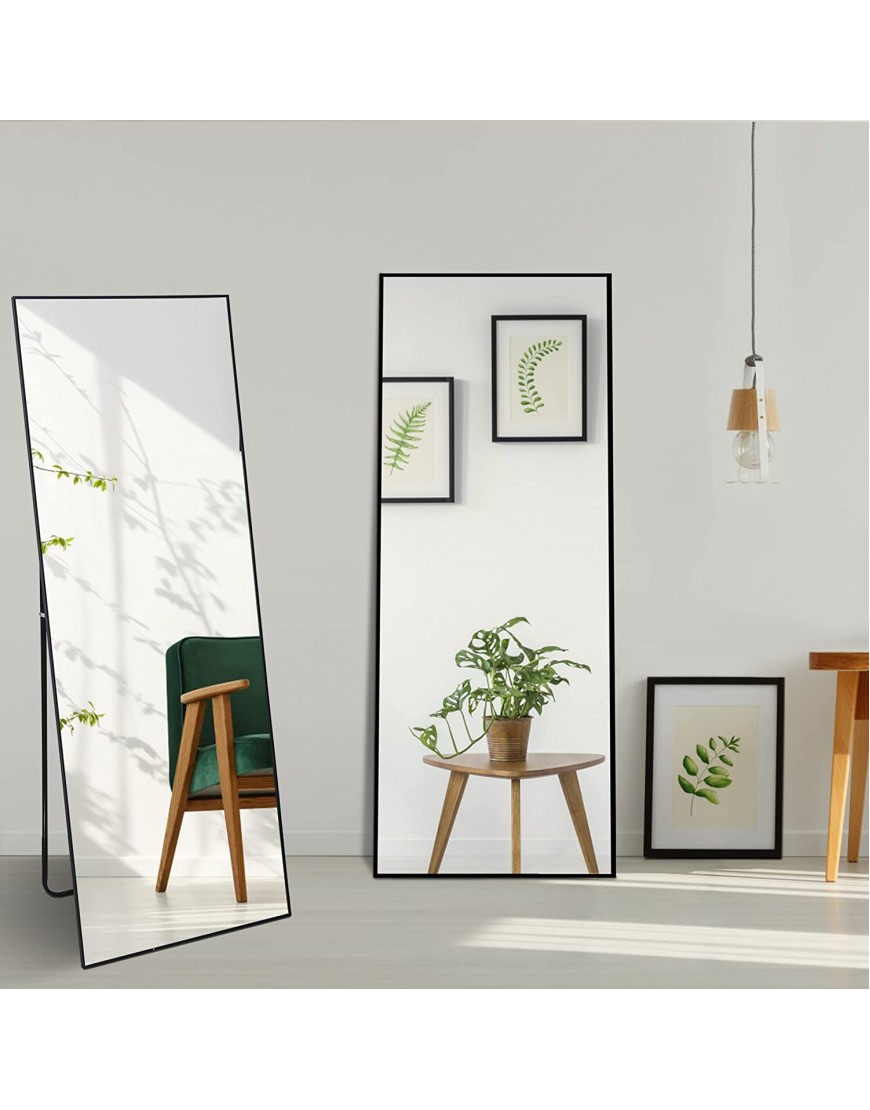 Beauty4U 65"x23.6" Full Body Mirror Oversized Floor Mirror for Home Gym Standing Full Length Mirror Long Mirror for Bedroom Stand Up Leaning or Wall Mounted Black