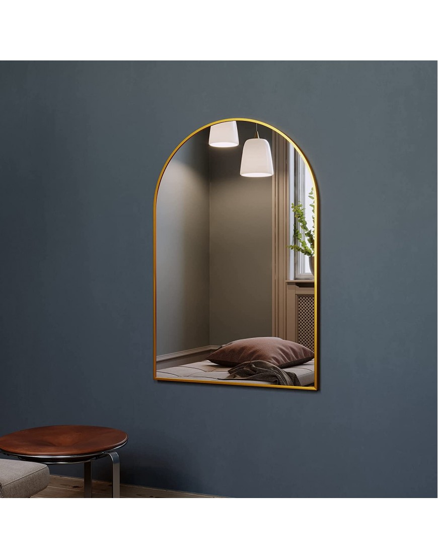 BEAUTYPEAK Wall Mounted Mirror 20x30 Arch Bathroom Mirror Gold Vanity Wall Mirror w Metal Frame for Bedroom Entryway Living Room