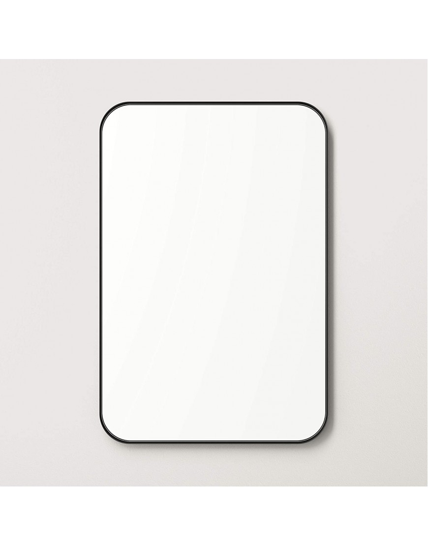 Better Bevel 30” x 40” Black Metal Framed Mirror | Rounded Rectangle Bathroom Wall Mirror