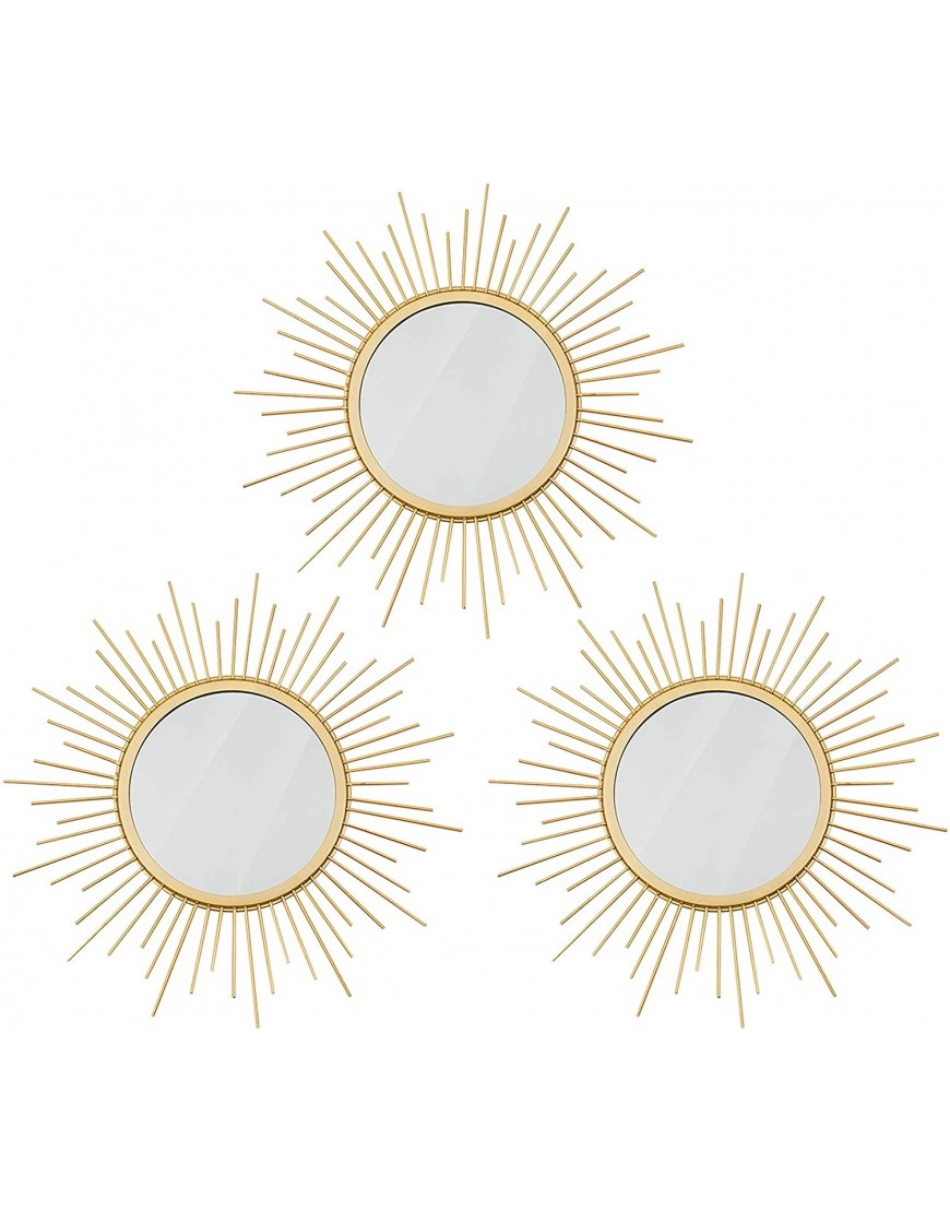 Cityelf 3 Set Gold Sunburst Mirrors for Wall Decorative Metal Mirrors Small Mirror Sets Wall Decor Hanging Mirror Wall Art for Bedroom Living Room Entryway