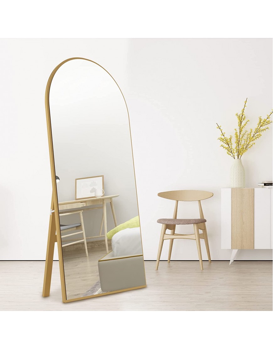 CONGUILIAO 65''x24'' Full Length Mirror Arched Mirror Floor Mirror with Stand Full Body Mirror Wall Mirror Dressing Mirror for Bedroom Living Room Wood Frame 65''x24'' Gold