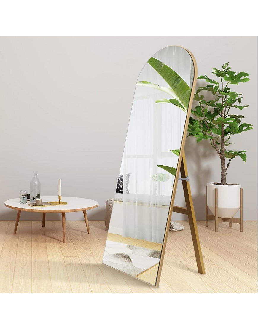 CONGUILIAO 65''x24'' Full Length Mirror Arched Mirror Floor Mirror with Stand Full Body Mirror Wall Mirror Dressing Mirror for Bedroom Living Room Wood Frame 65''x24'' Gold