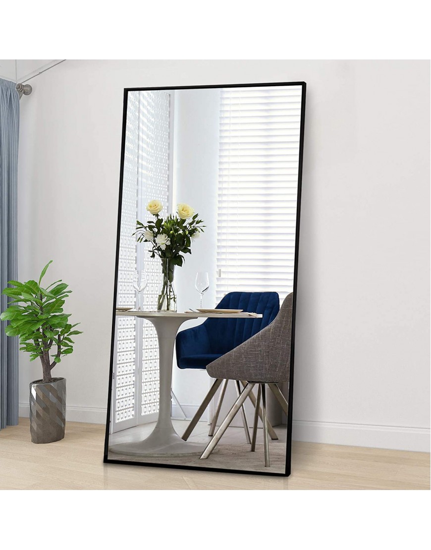 CONGUILIAO Full Length Mirror 65" × 24" Standing Body Mirror Floor Mirror Full Standing Mirror Standing Hanging or Leaning Wall-Mounted Mirror Dressing Mirror Aluminum Alloy Frame Black