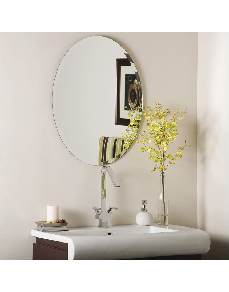 Fab Glass and Mirror 1 Beveled Edge Oval Mirror with Safety Backing Frameless Wall Mounted Mirror with Hooks for Bathroom Vanity Room Bedroom Living Room 24x36
