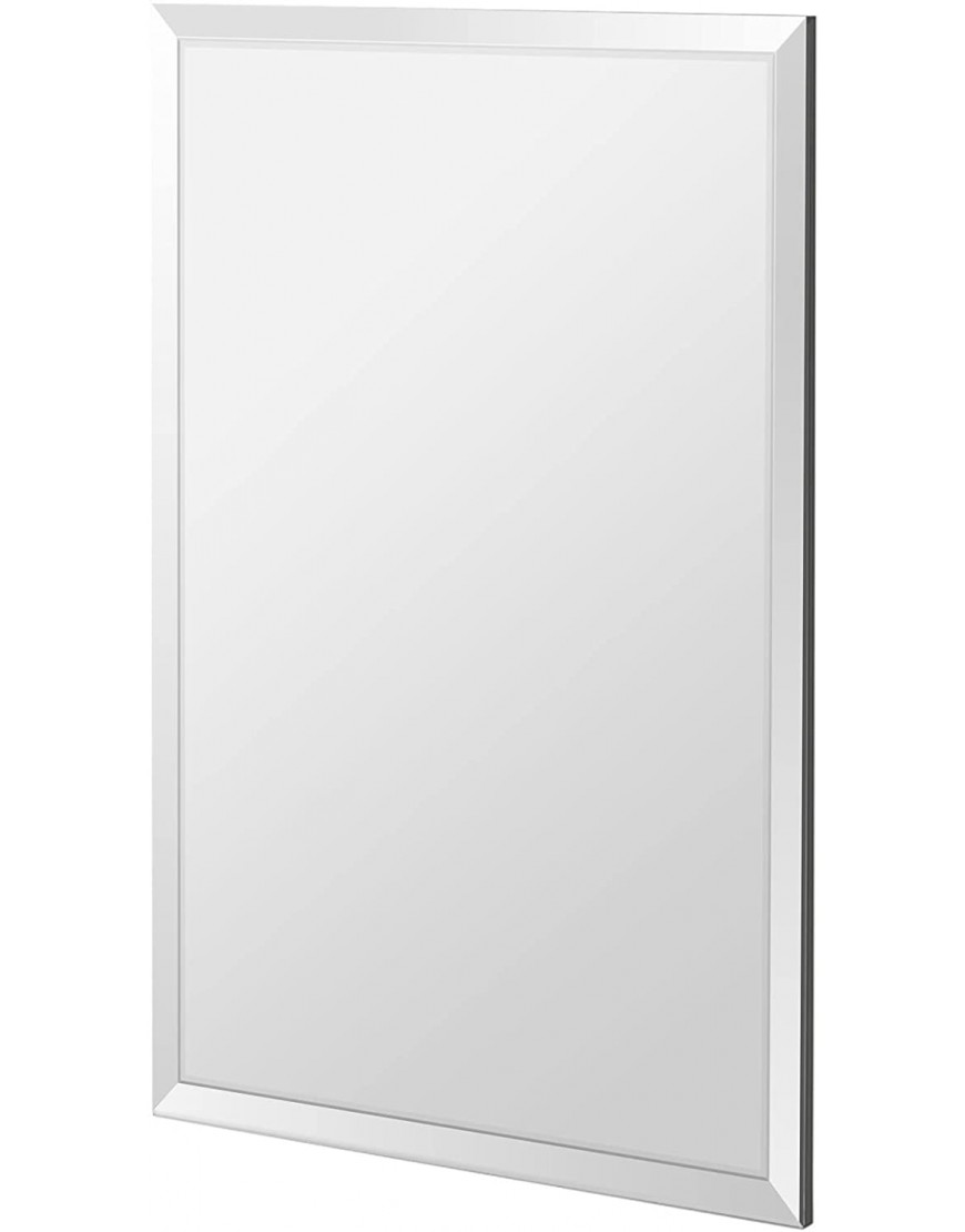 Fab Glass and Mirror Beveled Polished Frameless Wall Mirror with Hooks 24 x 36 Clear