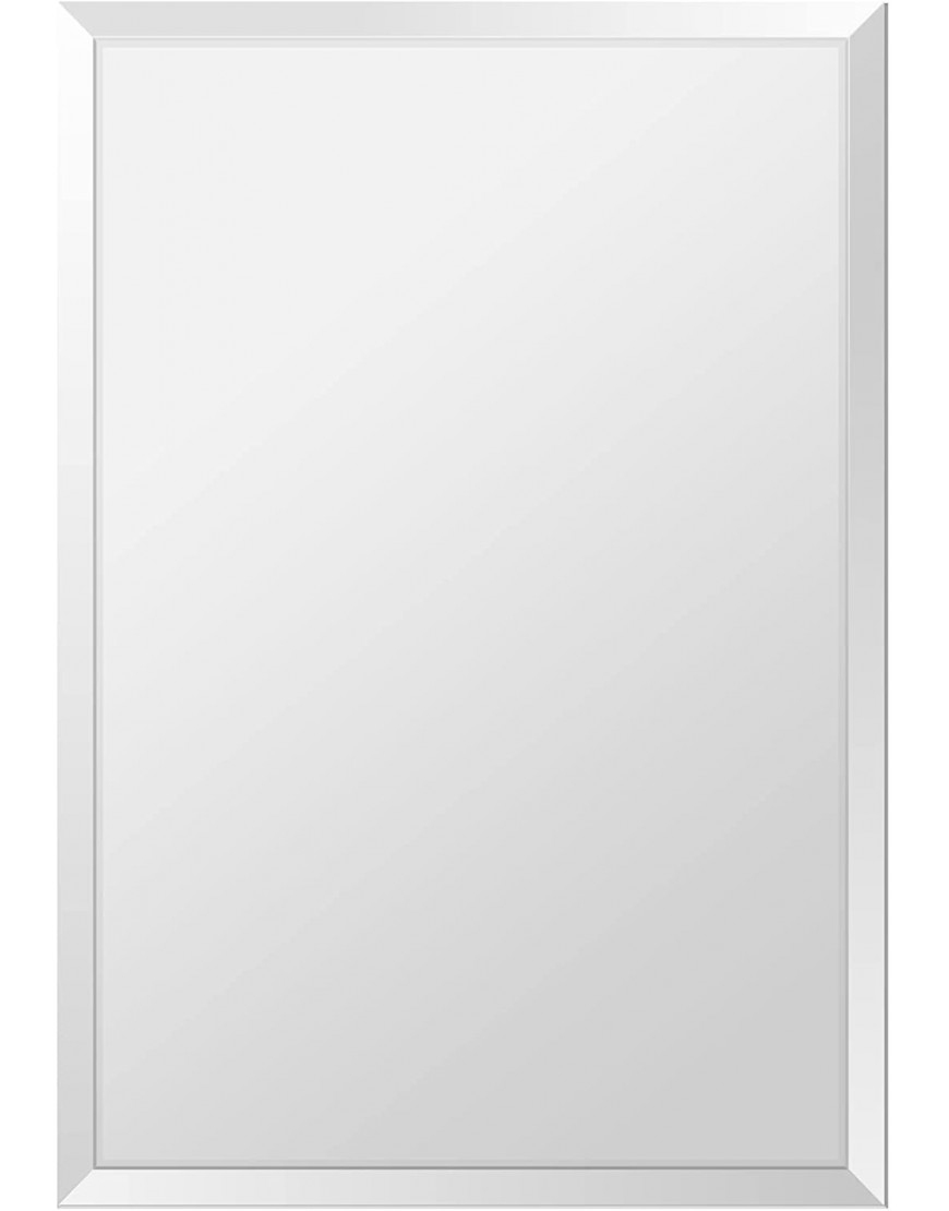 Fab Glass and Mirror Beveled Polished Frameless Wall Mirror with Hooks 24" x 36" Clear