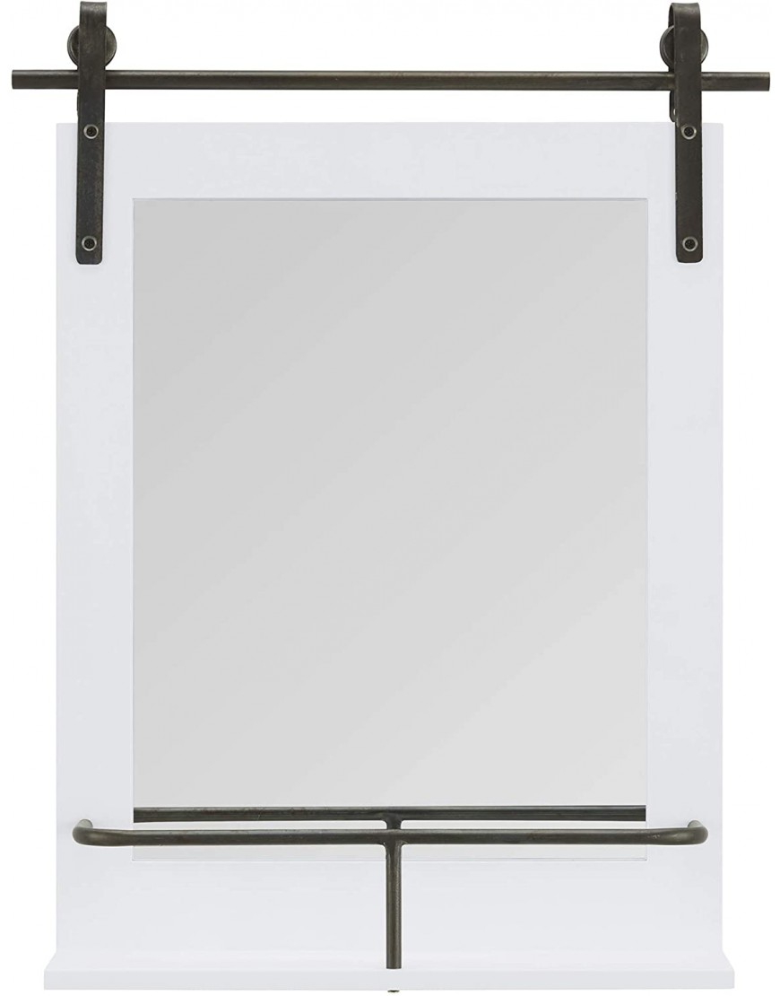FirsTime & Co. White Ingram Farmhouse Barn Door Mirror with Shelf 24.75 x 19.75