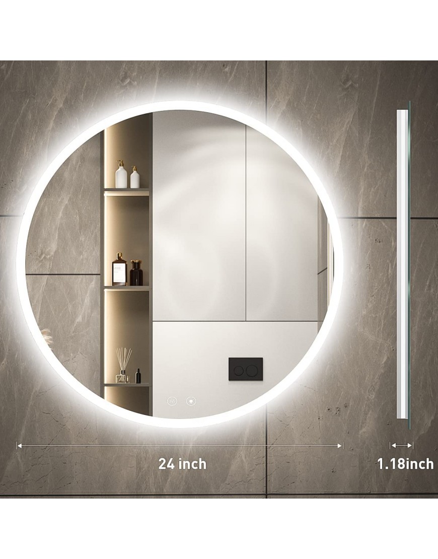 FTOTI 32 Inch led Round Mirror for Vanity,Round Bathroom Mirror with Light Anti-Fog&Dimmable,Memory Function,Wall Mounted,CRI90+,IP54 Waterproof