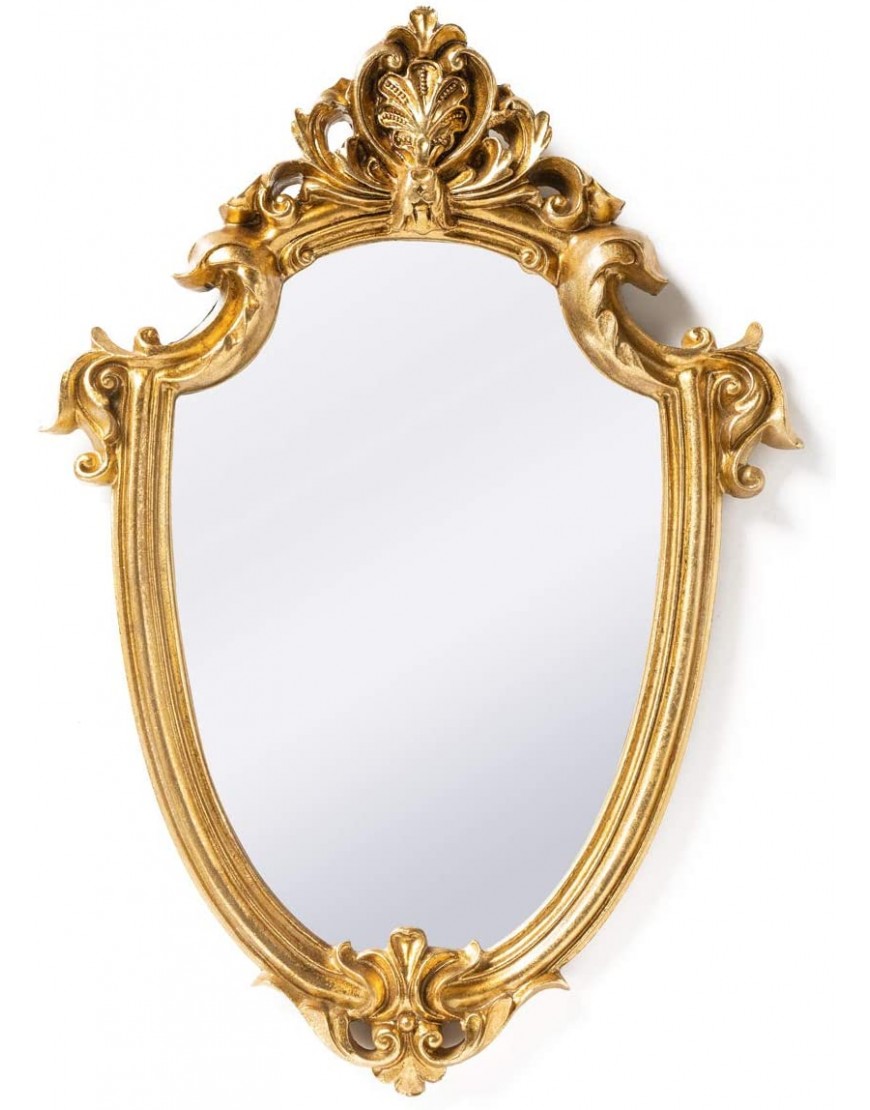 Funerom Vintage 11.6 x 9 Inch Decorative Wall Mirror Gold Shield Shape