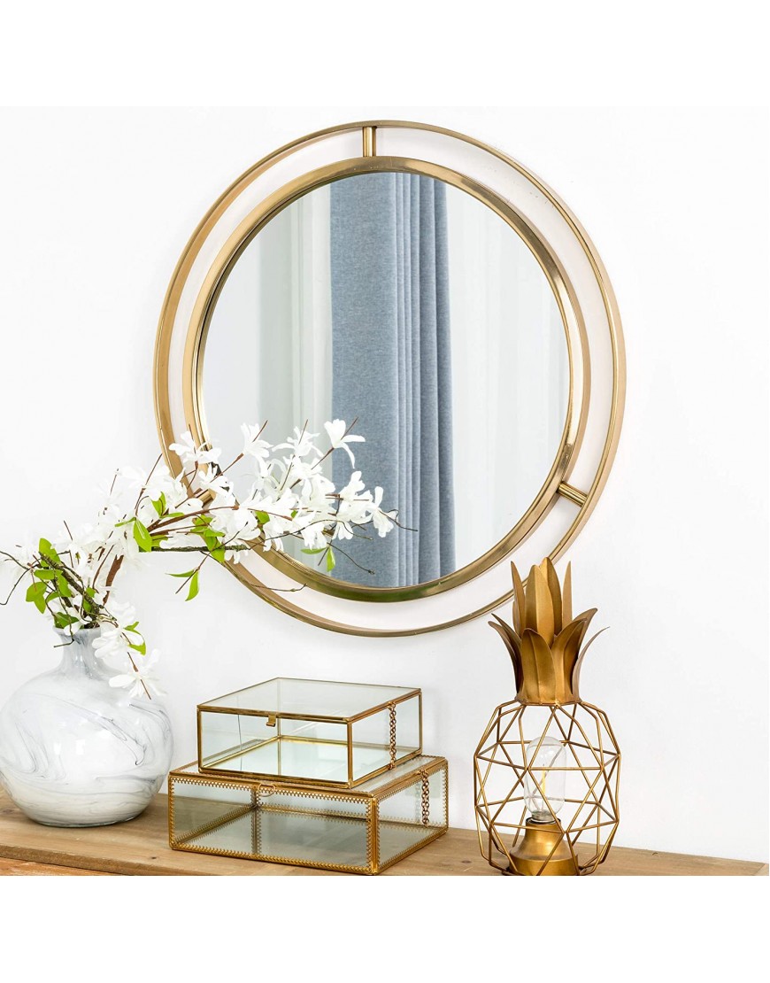 Glitzhome 24" Decorative Wall Mirrors Modern Deluxe Metal Round Wall Mirror with Golden Circle Ring Frame for Bedroom Bathroom Living Room Entryway