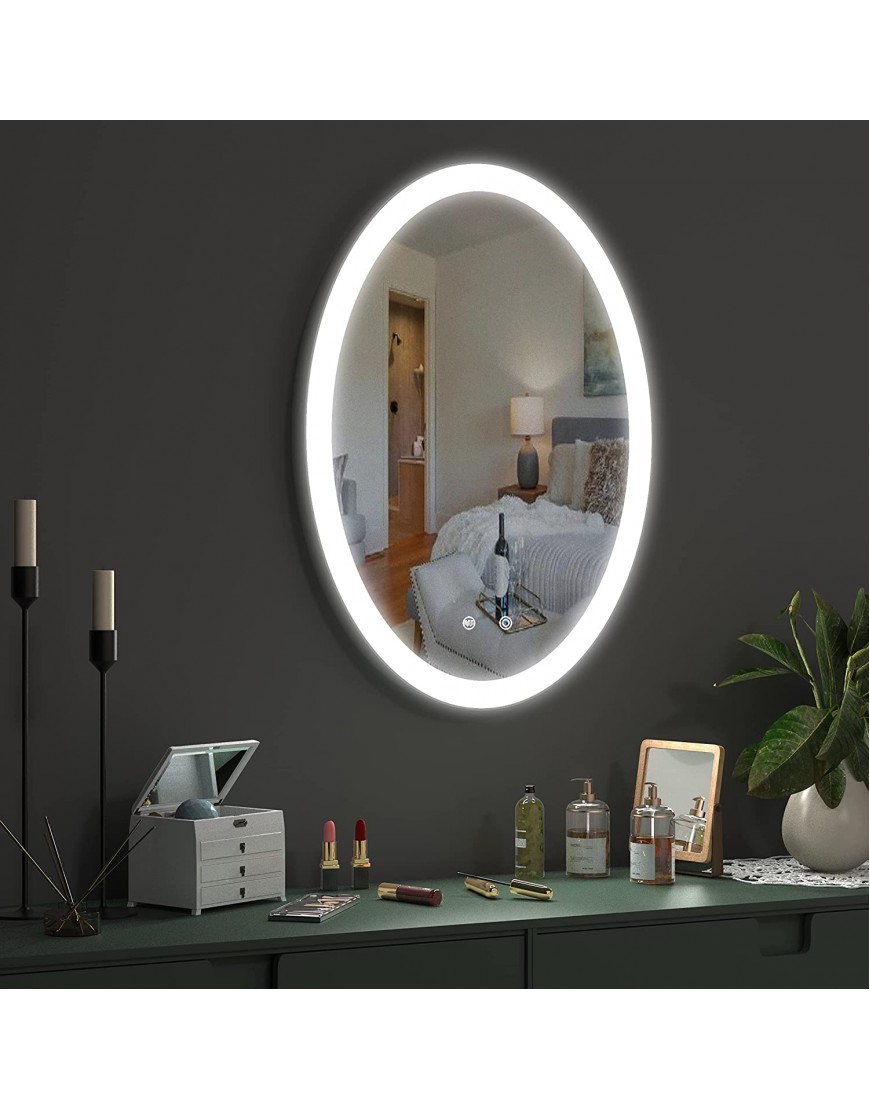 GOAND Oval LED Mirror for Bathroom 20 x 28 Inch LED Wall Mirror with Metal Frame Anti-Fog Wall Mounted Touch Mirror with Lights