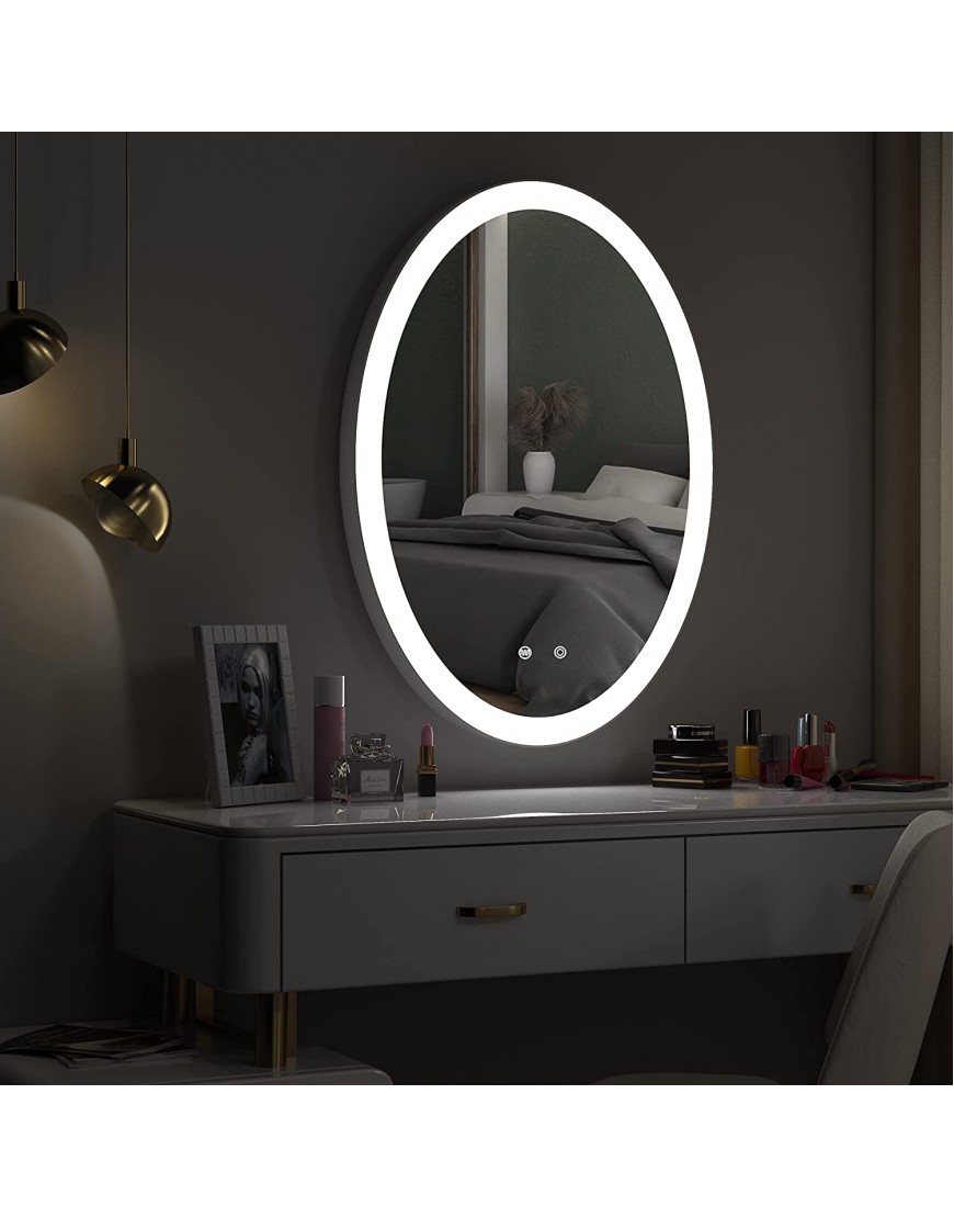 GOAND Oval LED Mirror for Bathroom 20 x 28 Inch LED Wall Mirror with Metal Frame Anti-Fog Wall Mounted Touch Mirror with Lights