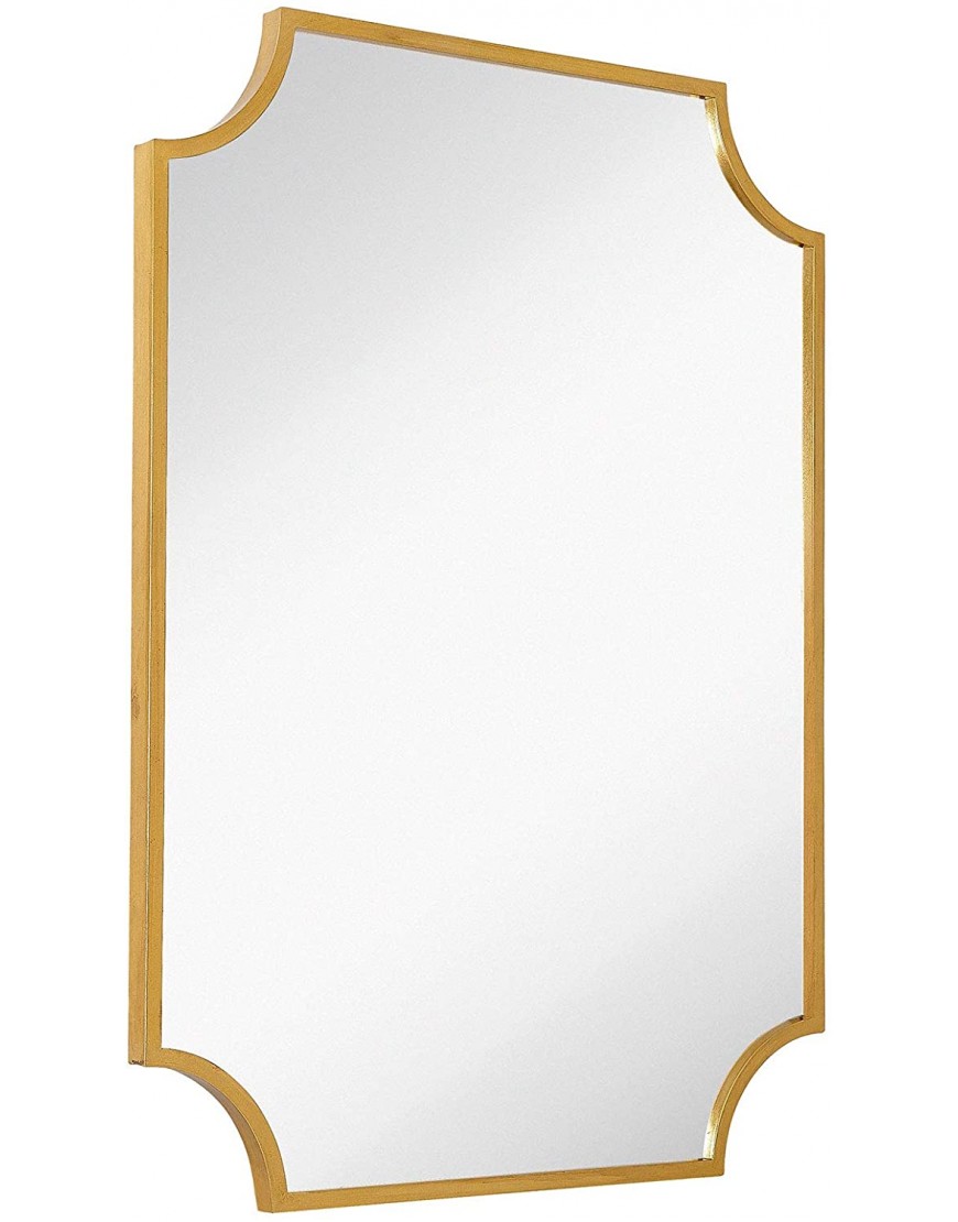 Hamilton Hills Gold Framed Mirror Wall-Mounted Scalloped Mirror 30 x 40 Inches Decorative Gold Vanity Mirror with Metal Frame Modern Bathroom Entryway Dresser Accent Mirror Hangs Horizontal