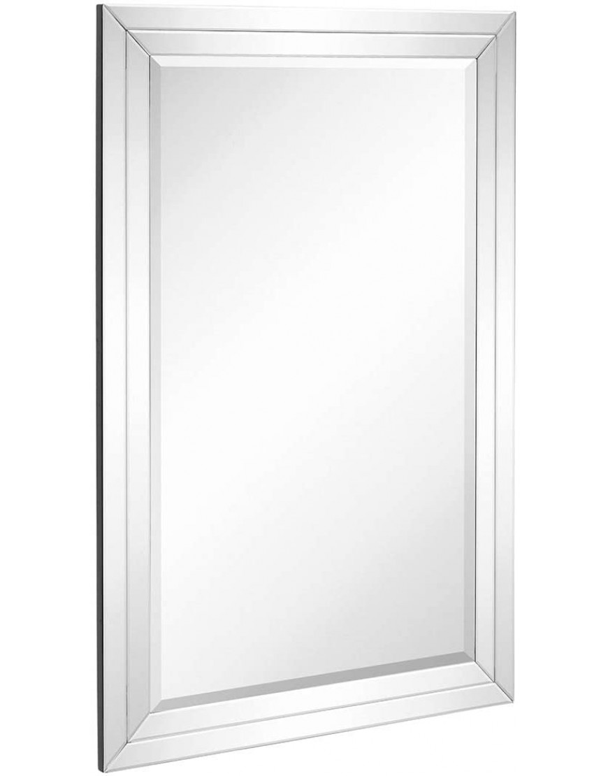 Hamilton Hills Large Flat Framed Wall Mirror with Double Mirror Edge Beveled Mirror Frame | Vanity Bedroom or Bathroom | Mirrored Rectangle Hangs Horizontal or Vertical 24" x 36"