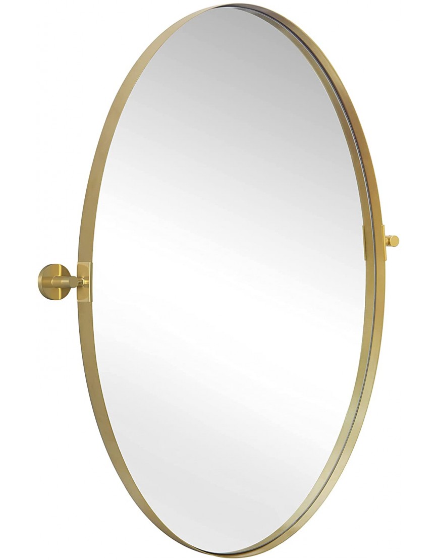 HMANGE Oval Wall Mirror for Bathroom 24 x 36 Inch Pivot Wall Mounted Vanity Mirror Gold Metal Frame Decorative Mirrors for Bedroom Living Room