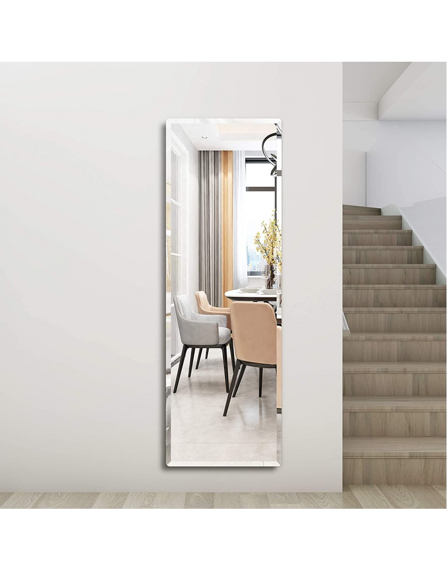 Honyee Wall Mirror Simple and Classic Full Length Mirror Beveled Frameless Mirror for Cloakroom Bedroom Living Room and More59" x 19" Rectangular