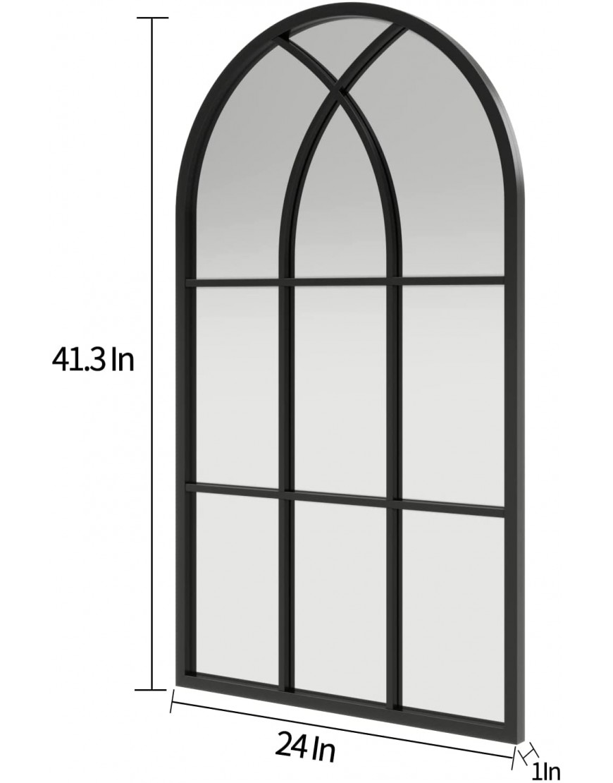 ironsmithn Wall Mirror Mounted Decorative Long Hanging Arched Window Frame Decor Wall-Mounted for Bathroom Vanity Living Room or Bedroom