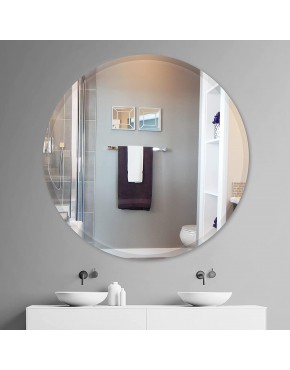 JENBELY 24 Inch Round Frameless Wall Mirror Large Circle Vanity Mirror with Beveled Edge for Bathroom Entryways Living Rooms