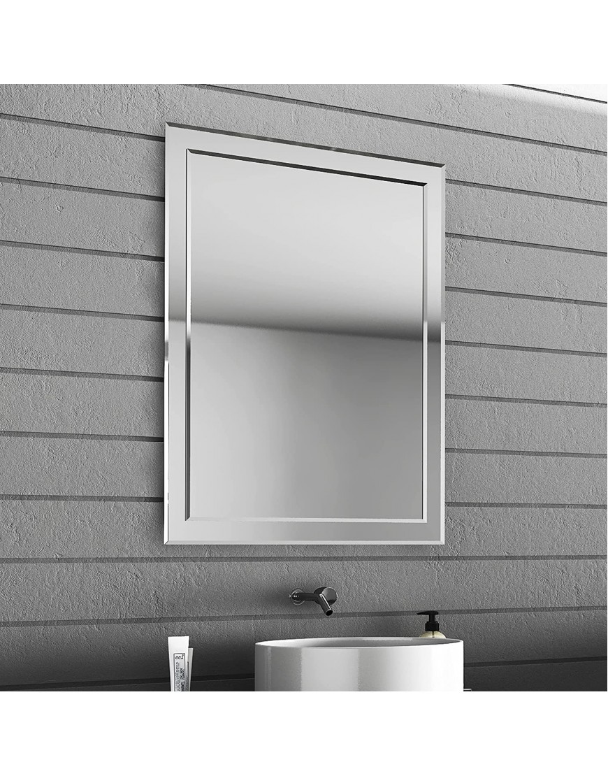 JOVOL Frameless Rectangular Wall Mounted Double- Layer Mirror Beveled Edge Vertical &Horizontal Installation 30X40