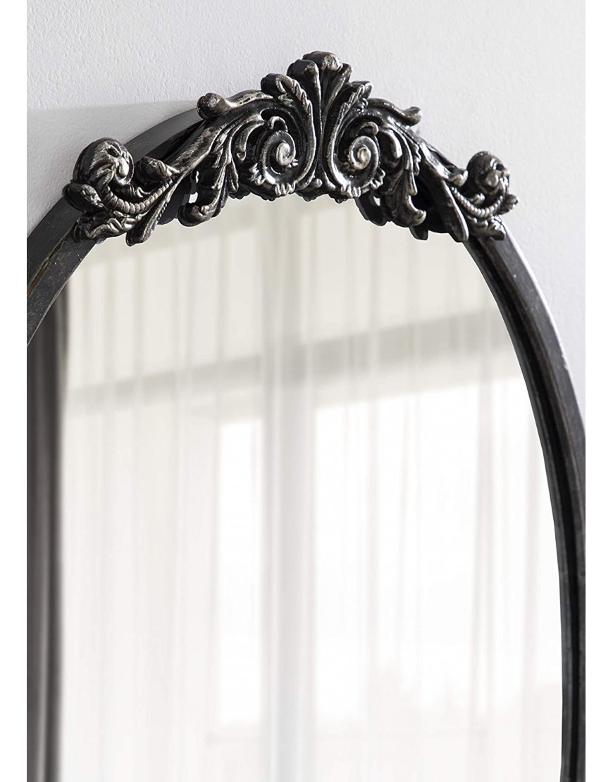Kate and Laurel Arendahl Ornate Glam Oval Wall Mirror 18 x 24 Antique Black Beautiful Bohemian Mirror for Wall