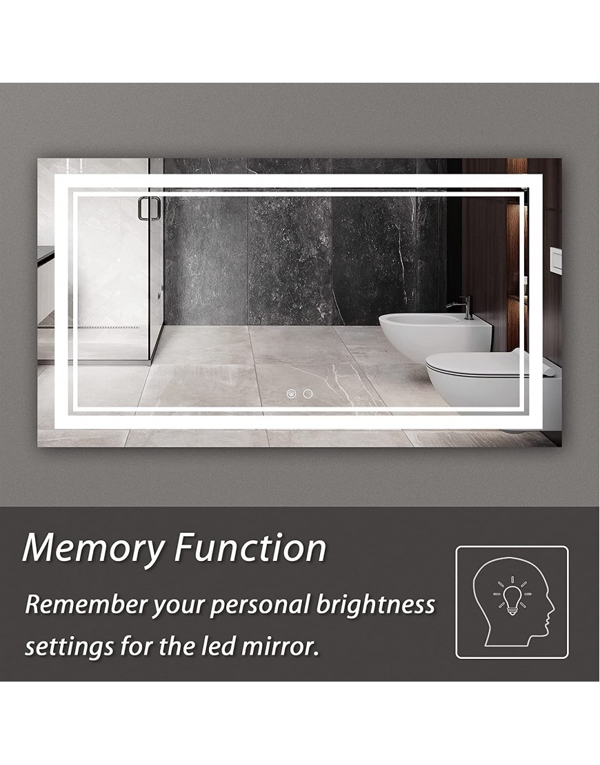 Keonjinn 48 x 28 Inch LED Mirror Lighted Bathroom Mirror LED Vanity Mirror Wall Mounted Anti-Fog Dimmable Lights Makeup Mirror with Touch Switch Waterproof and ShatterProofVertical Horizontal