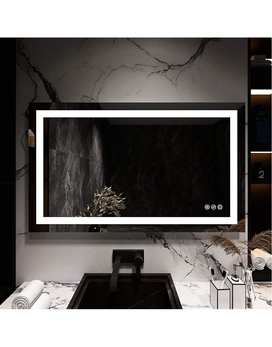 Lactraum 40x24 inch Dimmable LED Lighted Bathroom Wall Mounted Vanity Mirror Touch Switch+ Anti Fog+ CRI>90+ Vertical & Horizontal Installation 3000K Warm White+4000K Neutral White+6500K Cool White