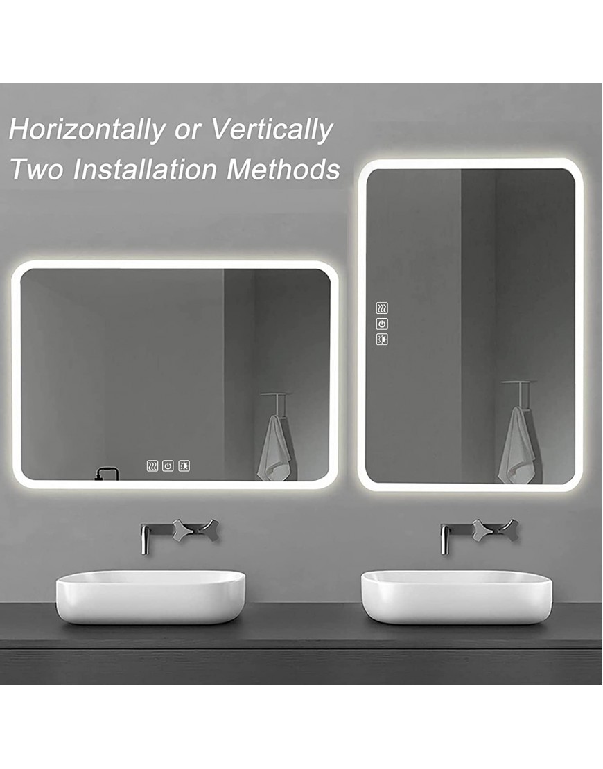 LED Mirror Bathroom for Wall 48 X 36 Inch Anti Fog Bathroom Mirror for Vanity Lighted Makeup Mirror with 3 Lights Settings Fog Free Frameless Smart Mirror