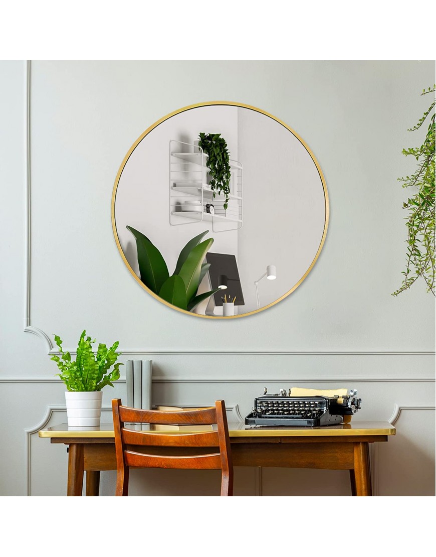 LOIGYUR Gold Round Mirror 30 Inch Large Round Wall Mirror- Circle Mirror with Metal Frame Wall Mounted Mirror for Bathroom Living Room