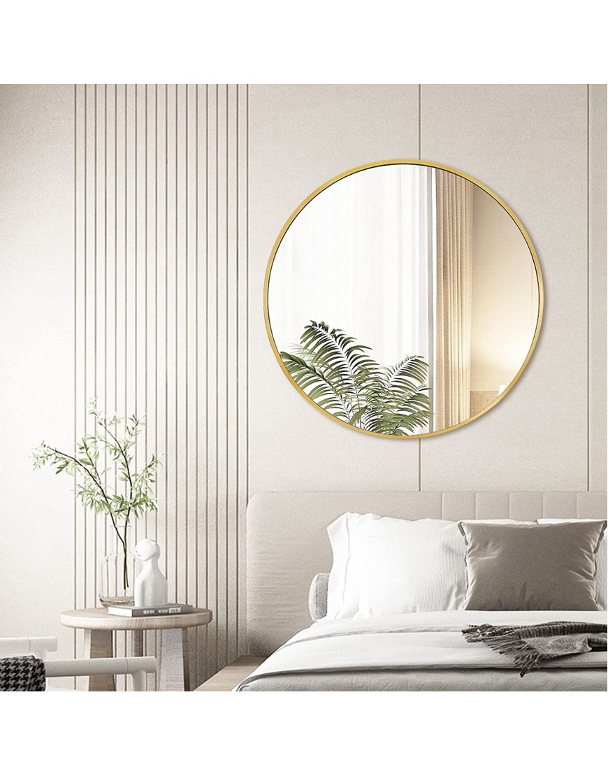 LOIGYUR Gold Round Mirror 30 Inch Large Round Wall Mirror- Circle Mirror with Metal Frame Wall Mounted Mirror for Bathroom Living Room