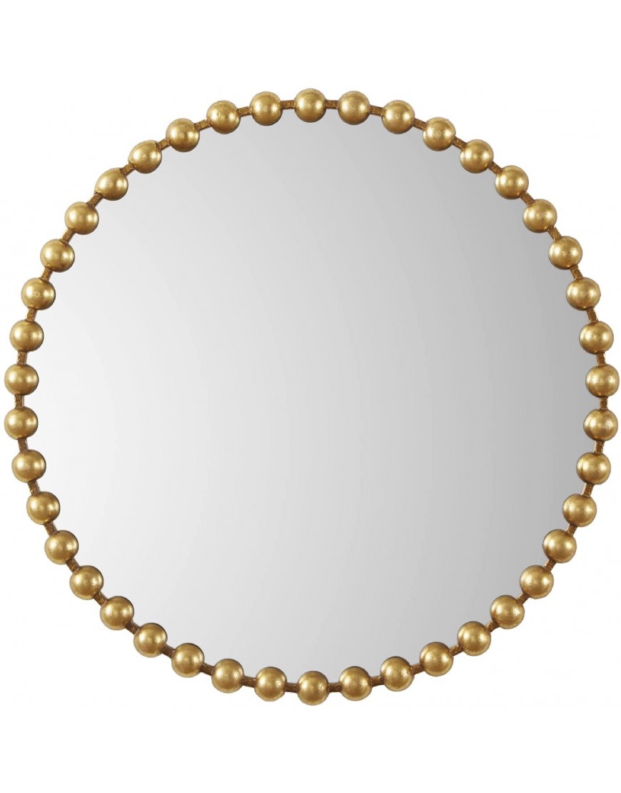Madison Park Signature Wall Décor Marlowe Metal Spherical Frame Round Mirror for Living Room Home Accent Ready to Hang Bedroom Decoration 36 Diameter Gold