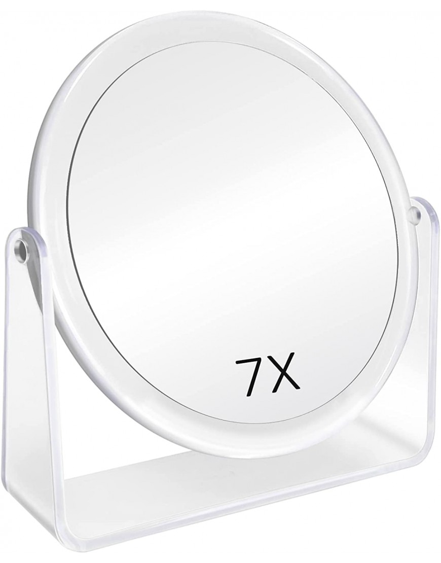 Magnifying Makeup Mirror Double Sided 7 Inch 1X 7X Magnification Make up Mirror with 360 Degree Rotation Cosmetic Mirror Table Mirror for Home Transparent