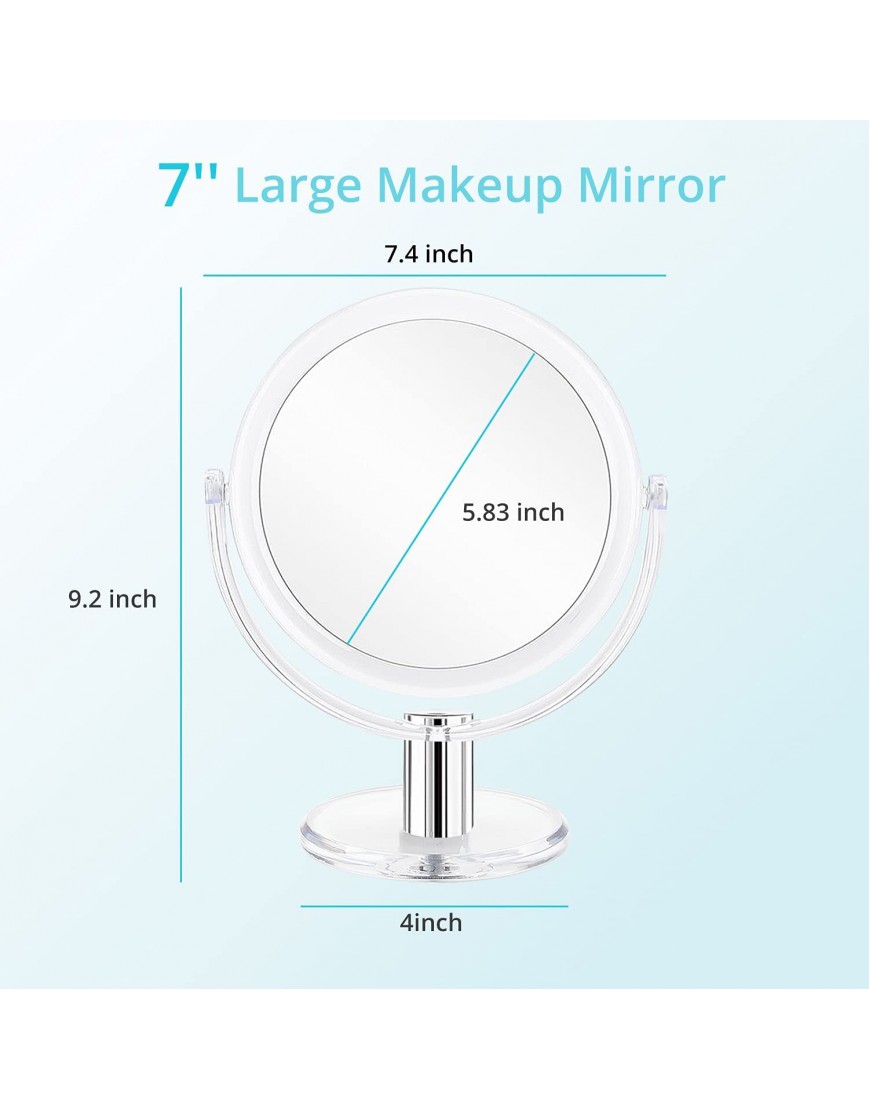 Magnifying Makeup Mirror Double Sided Fabuday 7 Inch Tabletop Mirror with 1X & 10X Magnification Magnified Desk Mirror for Makeup Cosmetic Vanity Mirror with Stand and 360° Rotation Acrylic