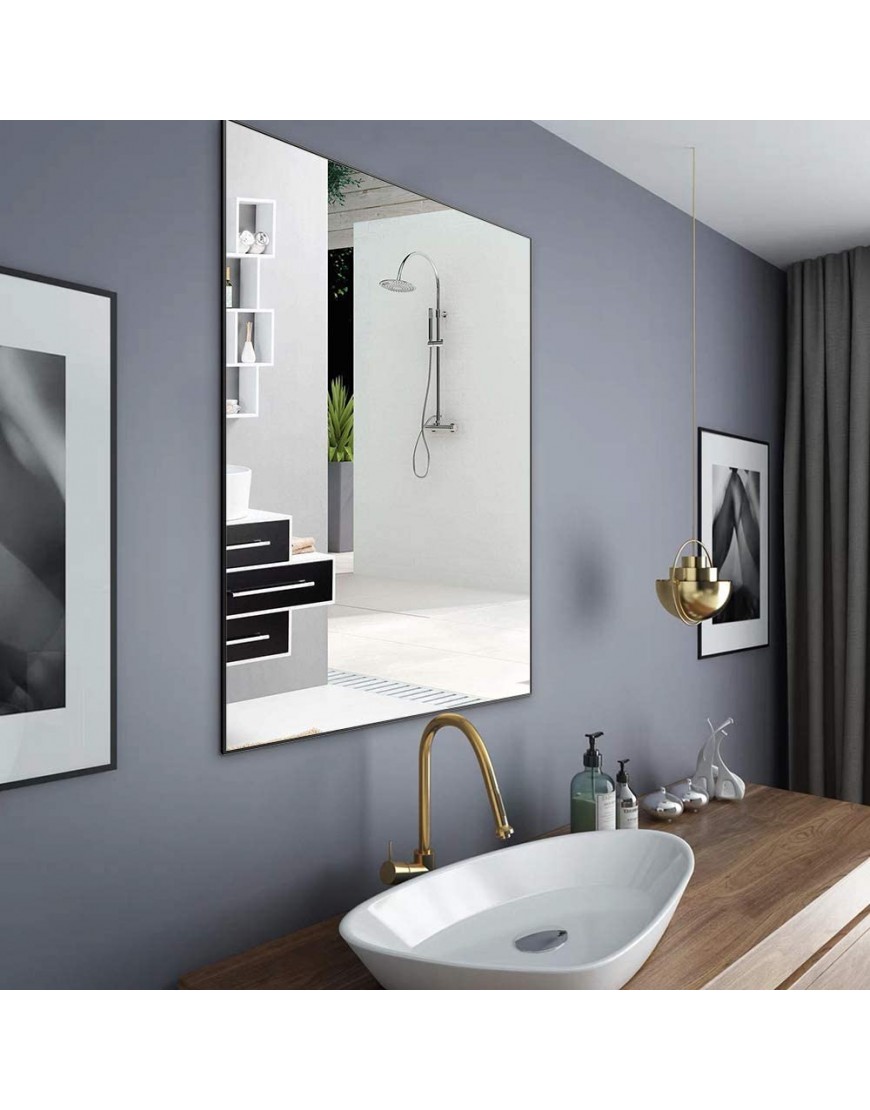 Nitin Large Modern Wall Mirror 36 x 24 Rectangle Wall Mounted Mirror Hangs Horizontal or Vertical for Bedroom Bathroom