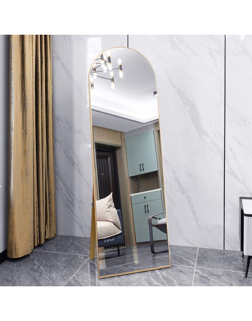 OGCAU Full Length Floor Mirror Wall Mirror Standing Hanging or Leaning Against Wall for Bedroom Arched-Top Mirror Large Arched Mirror Wall Mirror for Bedroom Living Room Gold