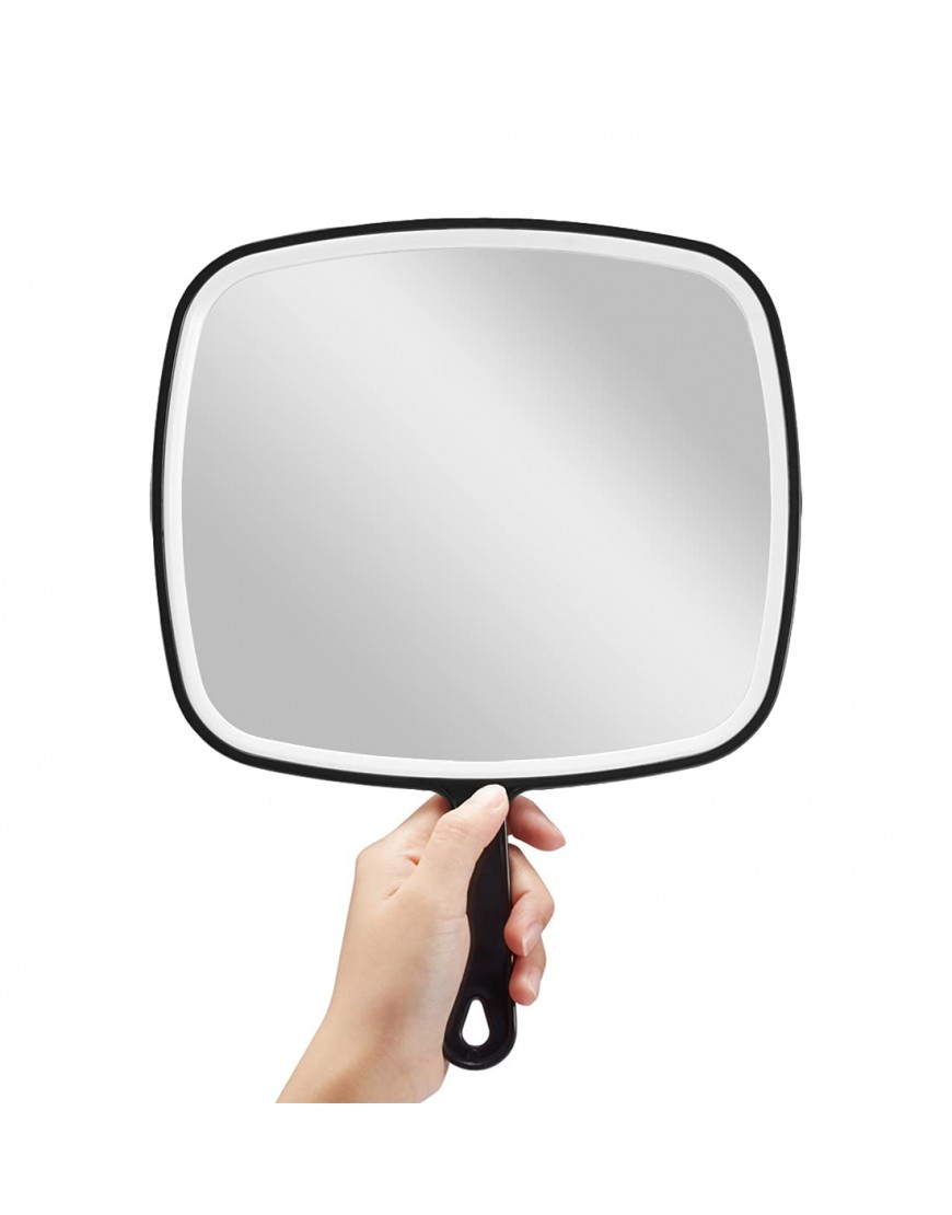 OMIRO Hand Mirror Extra Large Black Handheld Mirror with Handle 9" W x 12.4" L