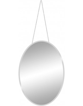 Patton Wall Decor 17x24 Frameless Beveled Oval Mirror with Hanging Chain Silver