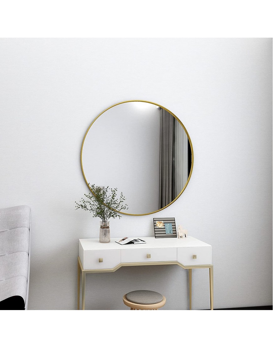 Round Mirror 30 inch Circle Wall Mirror Metal Framed Mirror for Bedroom Bathroom Living Room Entryways Washrooms and More Gold