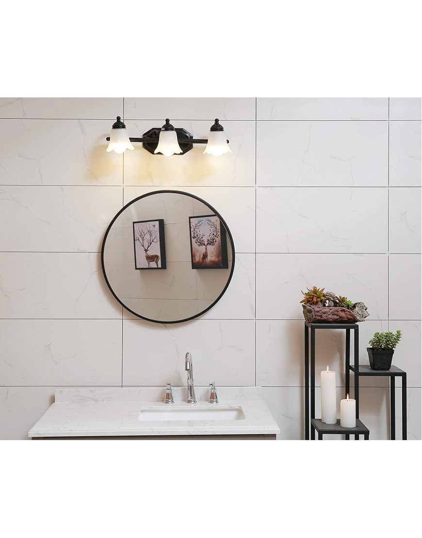 Round Mirror 31.5” Wall Mirror Wall-Mounted Mirror for Bedroom Bathroom Living Room & Entryway 1.4” Metal Frame Vanity Mirror Black 31.5