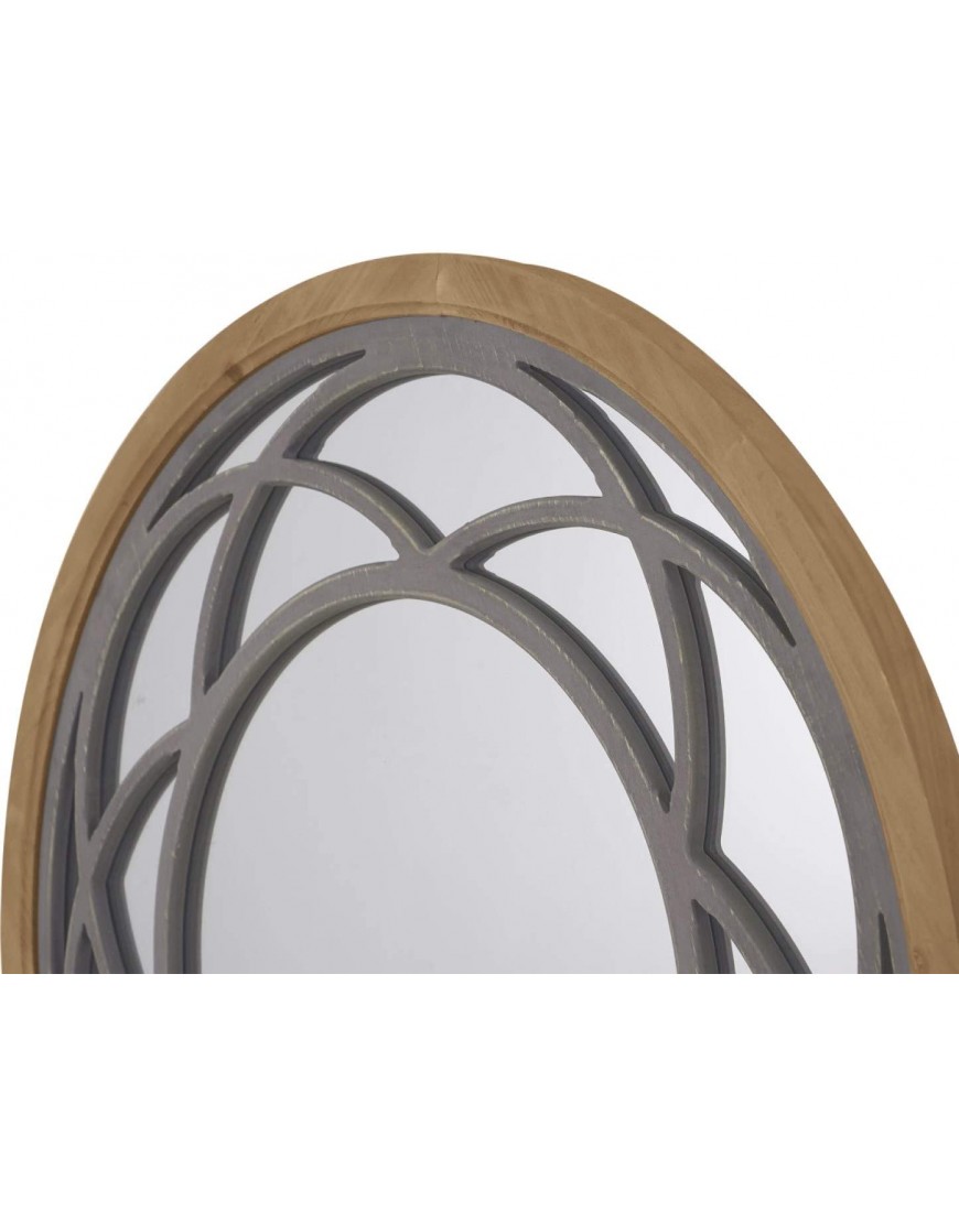 Rustic Round Decorative Large Wall Mirror 30 with Wood Frame for Living Room Bedroom Kitchen Entryway Wall Decor Lotus