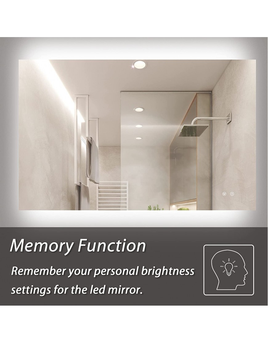 TETOTE 60 x 40 LED Backlit Bathroom Mirror with Light,3Color White Warm Natural,Anti-Fog Lighted Mirror,Dimmable,Vanity Mirror,Wall Mounted