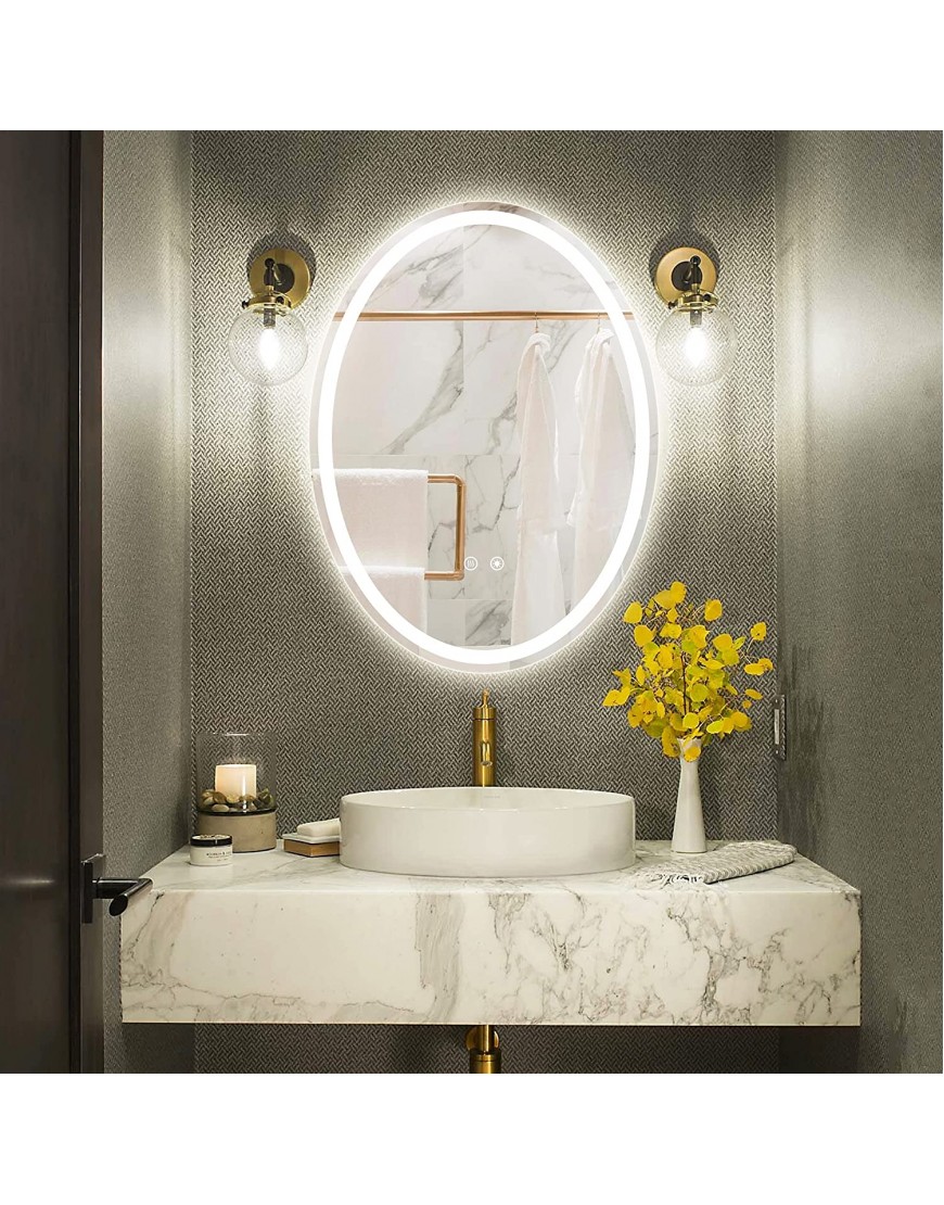 TokeShimi 24 x 32 Inch Oval led Bathroom Mirror Lighted Mirror Anti-Fog Vanity Bathroom Backlit Mirror Dimmable Wall Mounted Mirror