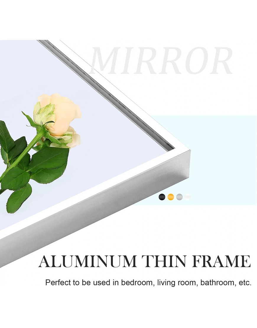 Trvone Full Length Mirror Aluminum Alloy Thin Frame Wall-Mounted Mirror Hanging or Leaning Against Wall Bedroom Mirror Floor Mirror Dressing Mirror Full Body Mirror White 64x21